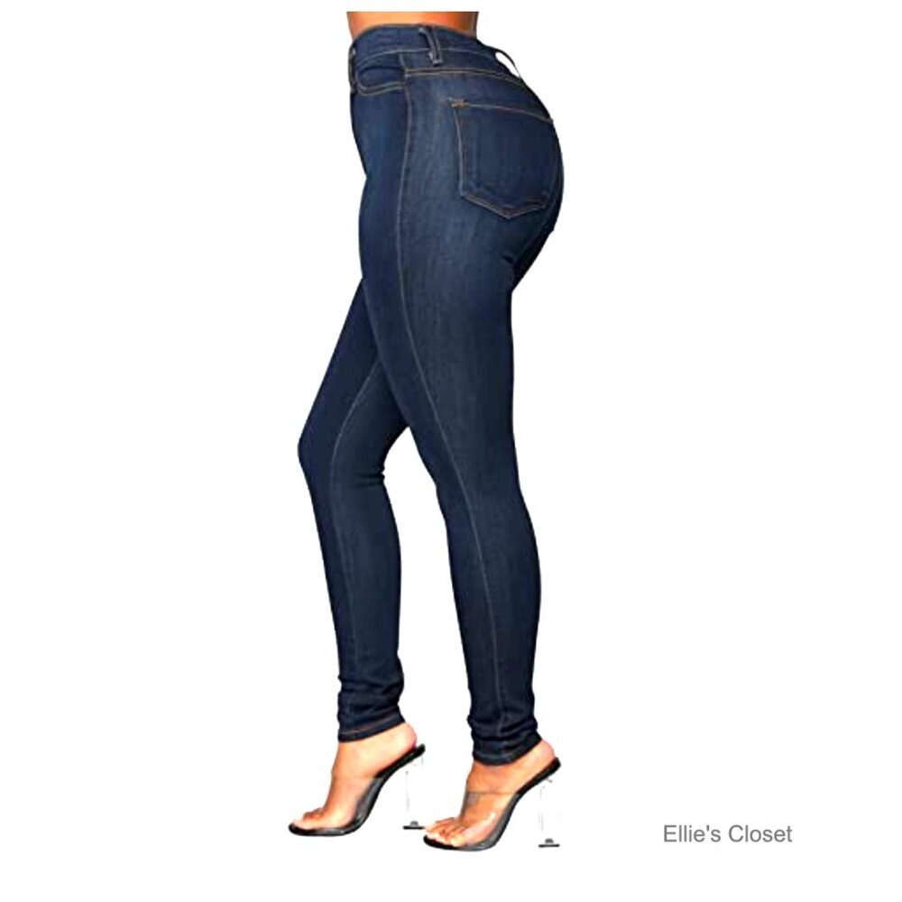 Classic High Waisted Skinny Stretch Butt Lifting Jeans Slim Fit Denim Pants - Picture 4 of 6